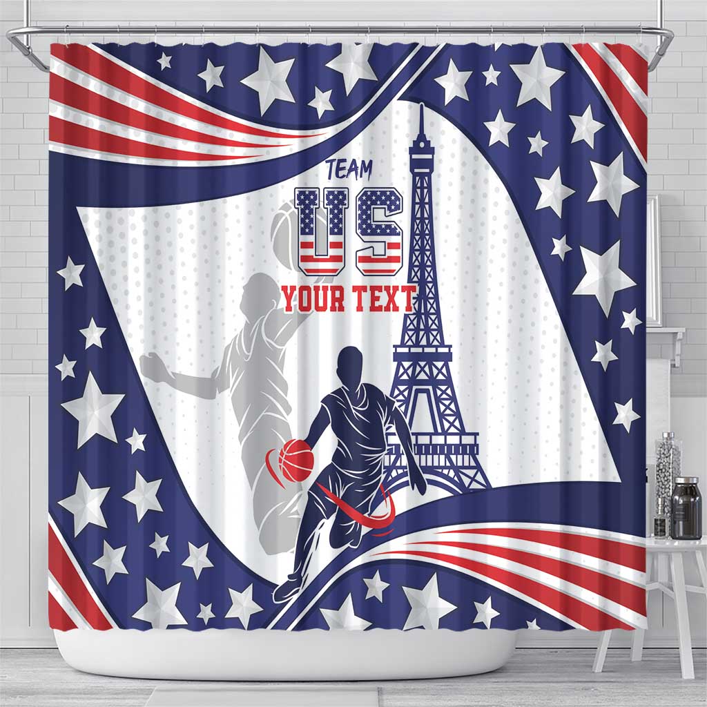 Personalized USA Basketball Shower Curtain One For All Summer Sport