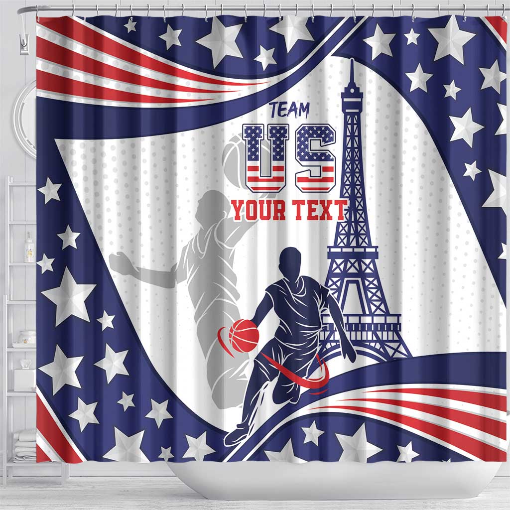 Personalized USA Basketball Shower Curtain One For All Summer Sport