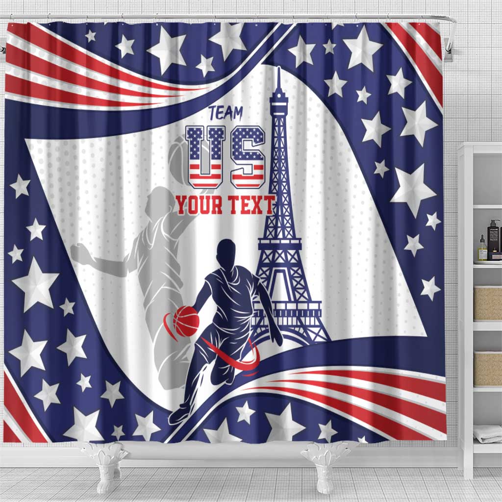 Personalized USA Basketball Shower Curtain One For All Summer Sport