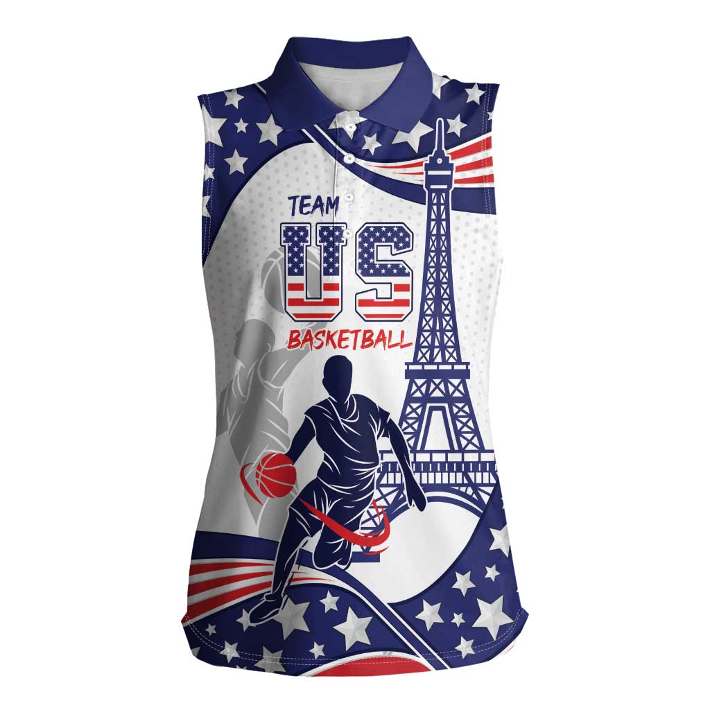 Personalized USA Basketball Women Sleeveless Polo Shirt One For All Summer Sport - Wonder Print Shop