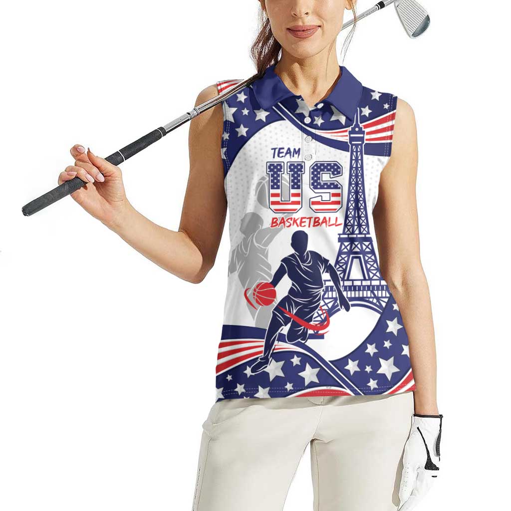 Personalized USA Basketball Women Sleeveless Polo Shirt One For All Summer Sport - Wonder Print Shop