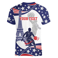 Personalized USA Basketball Women V-Neck T-Shirt One For All Summer Sport - Wonder Print Shop