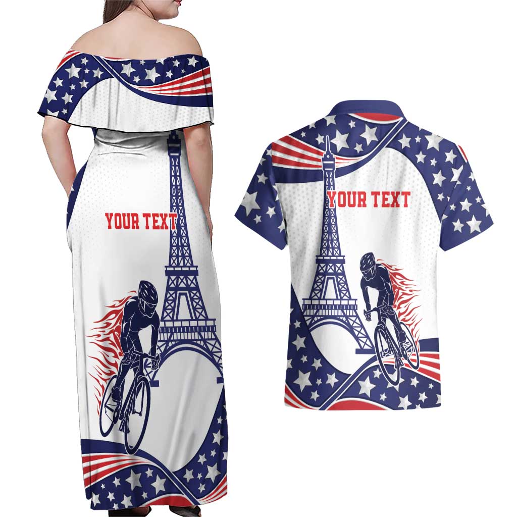Personalized USA Cycling Couples Matching Off Shoulder Maxi Dress and Hawaiian Shirt One For All Summer Sport LT9 - Wonder Print Shop