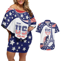 Personalized USA Cycling Couples Matching Off Shoulder Short Dress and Hawaiian Shirt One For All Summer Sport LT9 - Wonder Print Shop