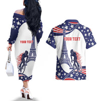Personalized USA Cycling Couples Matching Off The Shoulder Long Sleeve Dress and Hawaiian Shirt One For All Summer Sport LT9 - Wonder Print Shop