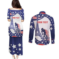 Personalized USA Cycling Couples Matching Puletasi and Long Sleeve Button Shirt One For All Summer Sport LT9 - Wonder Print Shop