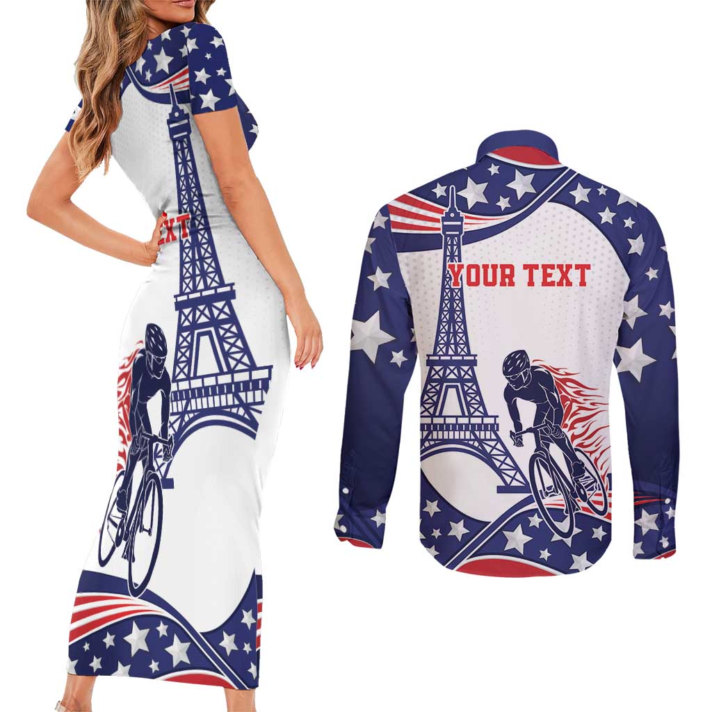 Personalized USA Cycling Couples Matching Short Sleeve Bodycon Dress and Long Sleeve Button Shirt One For All Summer Sport LT9 - Wonder Print Shop
