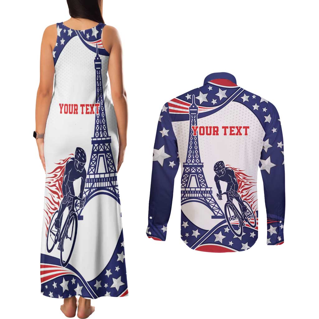 Personalized USA Cycling Couples Matching Tank Maxi Dress and Long Sleeve Button Shirt One For All Summer Sport LT9 - Wonder Print Shop