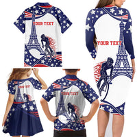 Personalized USA Cycling Family Matching Long Sleeve Bodycon Dress and Hawaiian Shirt One For All Summer Sport LT9 - Wonder Print Shop
