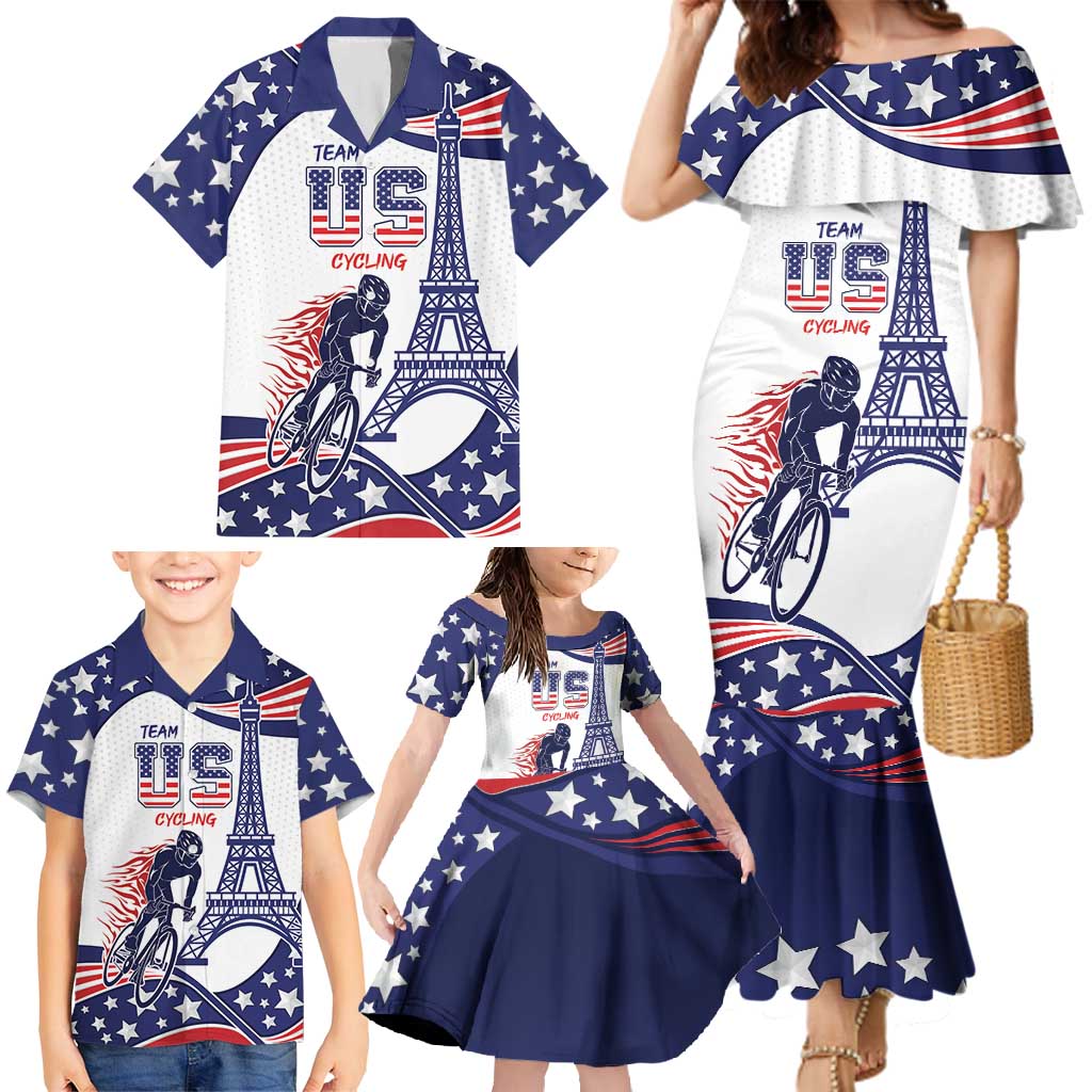 Personalized USA Cycling Family Matching Mermaid Dress and Hawaiian Shirt One For All Summer Sport LT9 - Wonder Print Shop