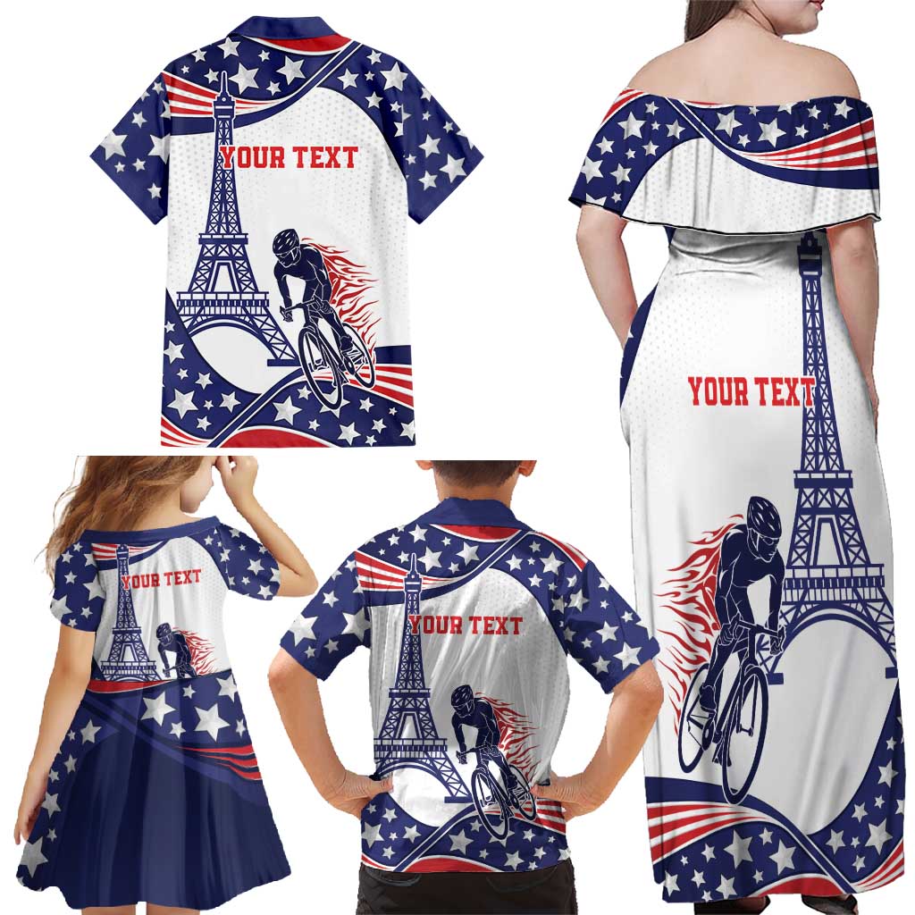 Personalized USA Cycling Family Matching Off Shoulder Maxi Dress and Hawaiian Shirt One For All Summer Sport LT9 - Wonder Print Shop