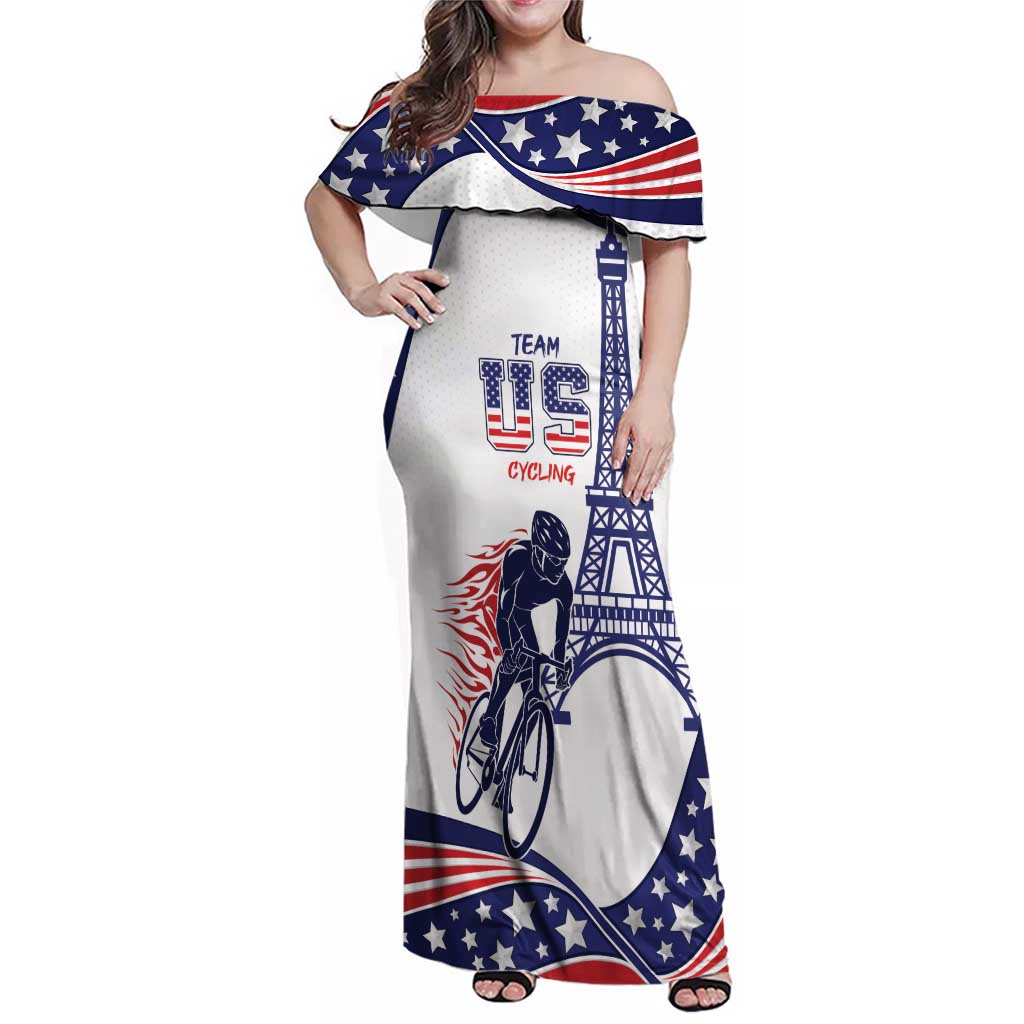 Personalized USA Cycling Family Matching Off Shoulder Maxi Dress and Hawaiian Shirt One For All Summer Sport LT9 - Wonder Print Shop