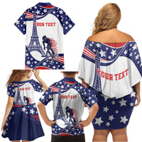 Personalized USA Cycling Family Matching Off Shoulder Short Dress and Hawaiian Shirt One For All Summer Sport LT9 - Wonder Print Shop