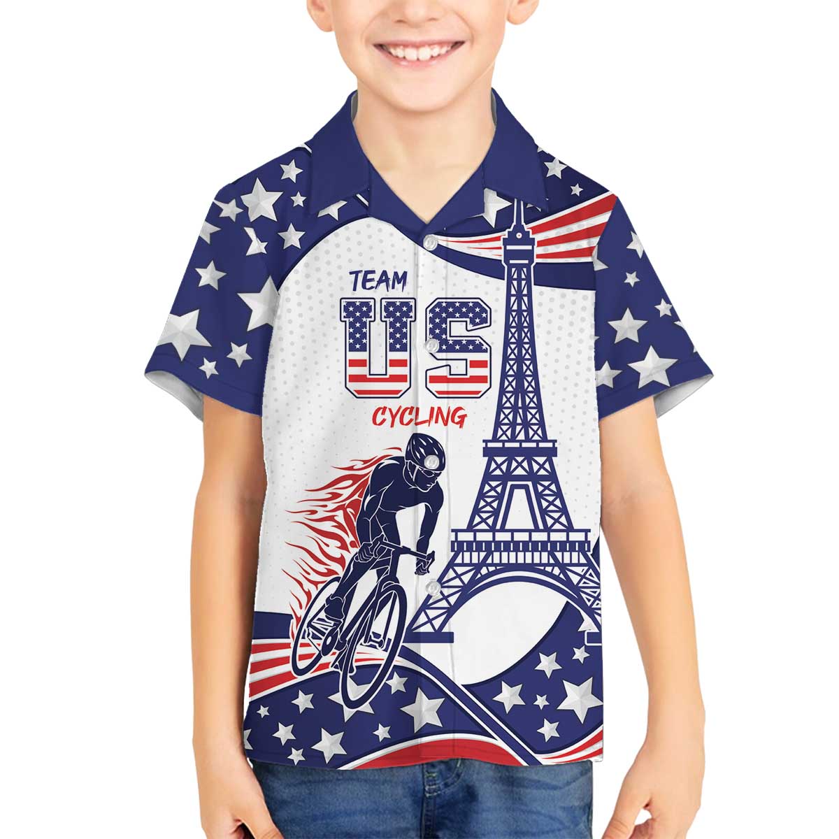 Personalized USA Cycling Family Matching Puletasi and Hawaiian Shirt One For All Summer Sport - Wonder Print Shop