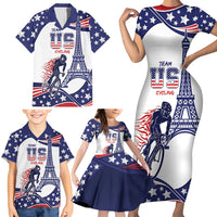 Personalized USA Cycling Family Matching Short Sleeve Bodycon Dress and Hawaiian Shirt One For All Summer Sport - Wonder Print Shop