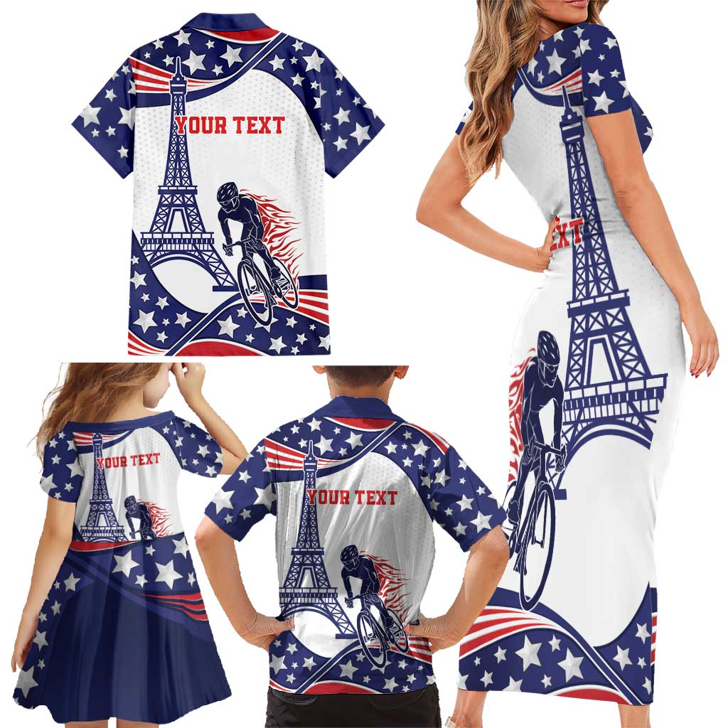 Personalized USA Cycling Family Matching Short Sleeve Bodycon Dress and Hawaiian Shirt One For All Summer Sport - Wonder Print Shop