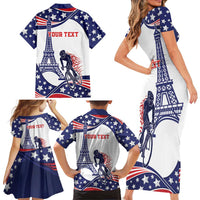 Personalized USA Cycling Family Matching Short Sleeve Bodycon Dress and Hawaiian Shirt One For All Summer Sport - Wonder Print Shop