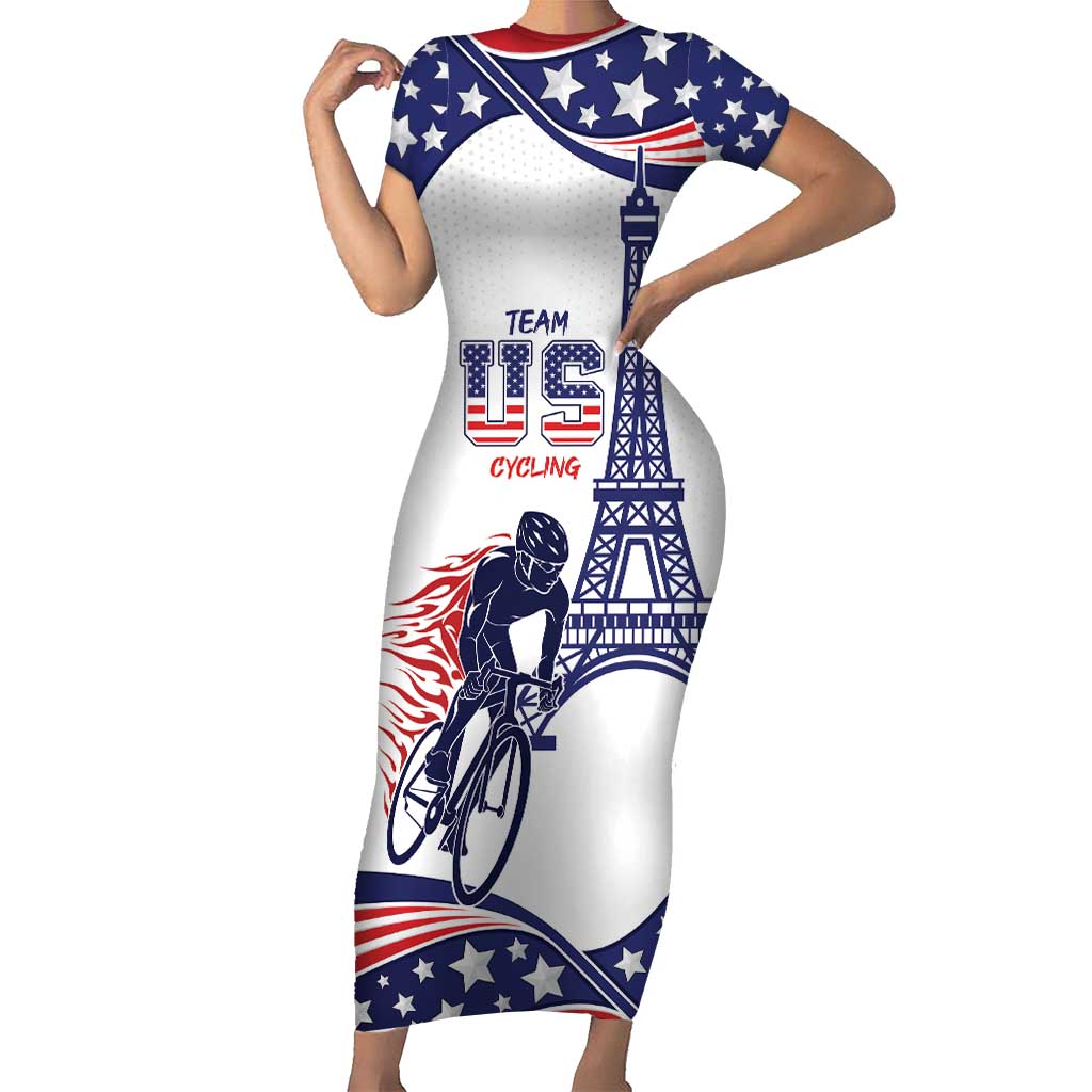 Personalized USA Cycling Family Matching Short Sleeve Bodycon Dress and Hawaiian Shirt One For All Summer Sport - Wonder Print Shop
