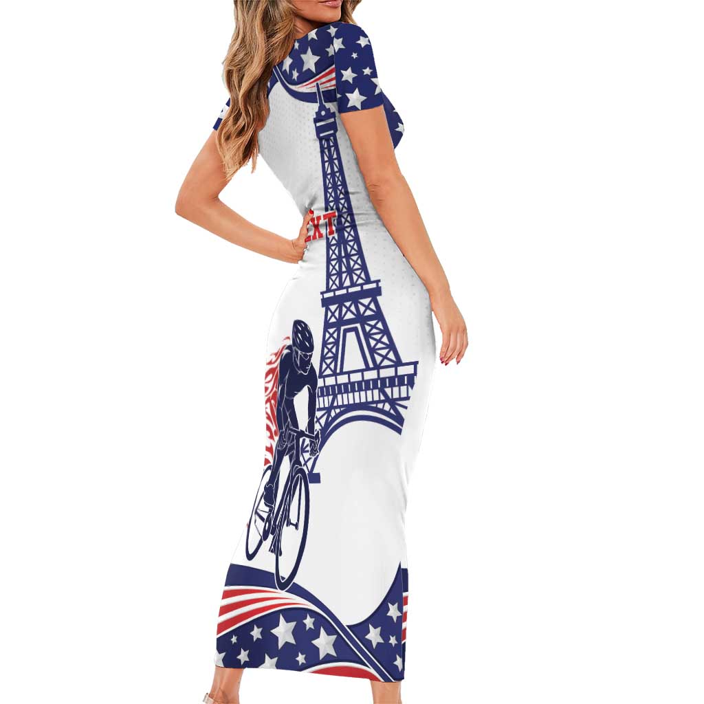 Personalized USA Cycling Family Matching Short Sleeve Bodycon Dress and Hawaiian Shirt One For All Summer Sport - Wonder Print Shop