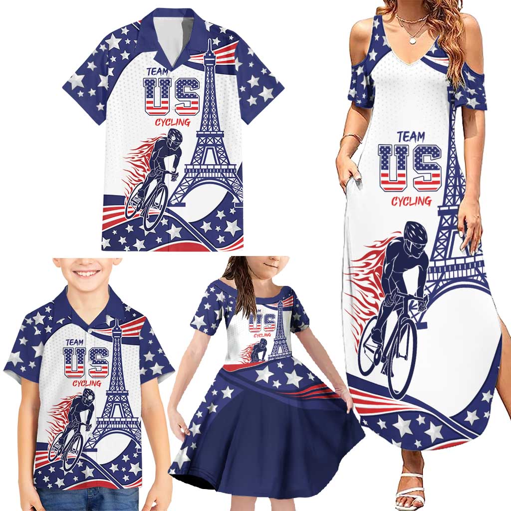 Personalized USA Cycling Family Matching Summer Maxi Dress and Hawaiian Shirt One For All Summer Sport - Wonder Print Shop