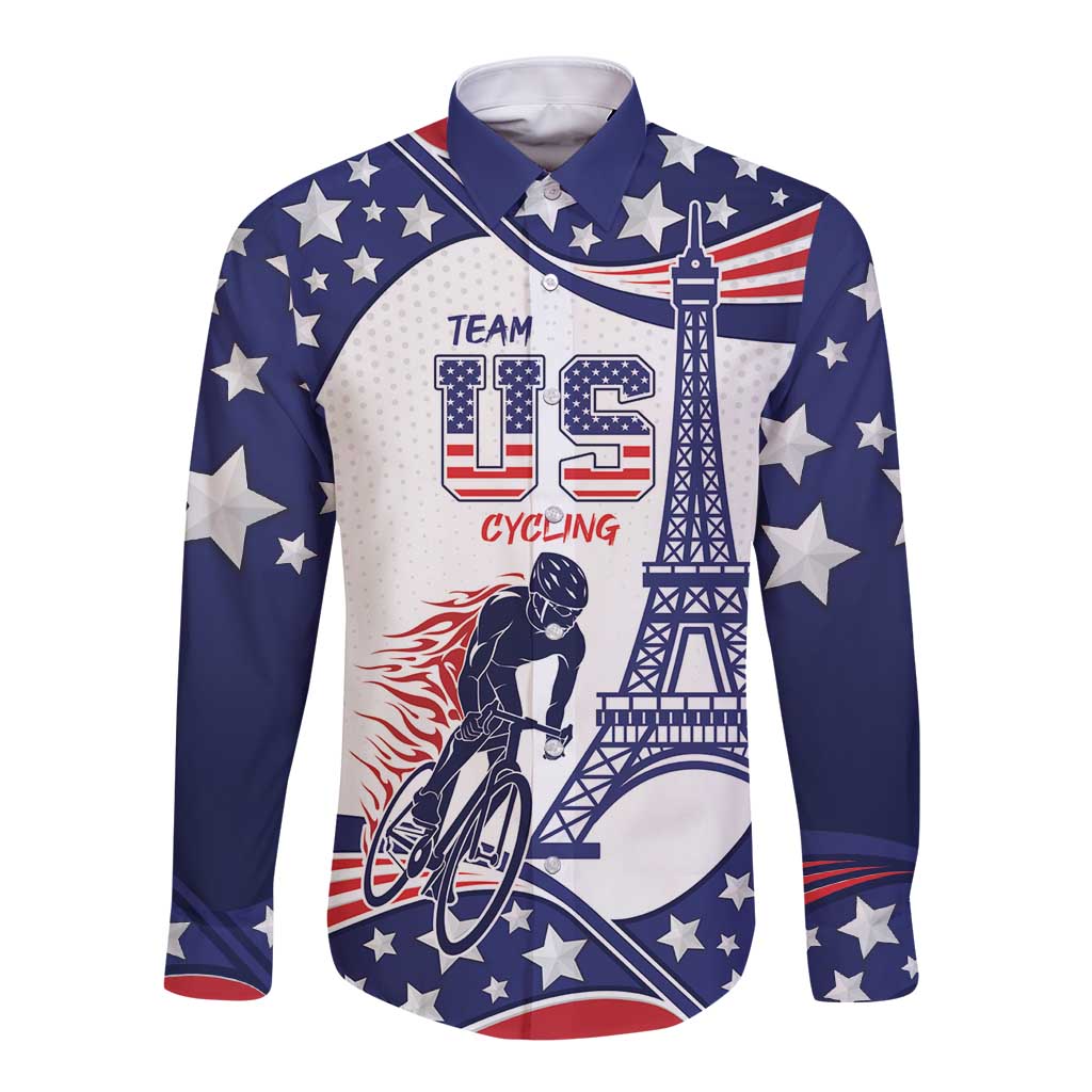 Personalized USA Cycling Long Sleeve Button Shirt One For All Summer Sport - Wonder Print Shop