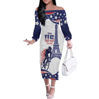 Personalized USA Cycling Off The Shoulder Long Sleeve Dress One For All Summer Sport - Wonder Print Shop