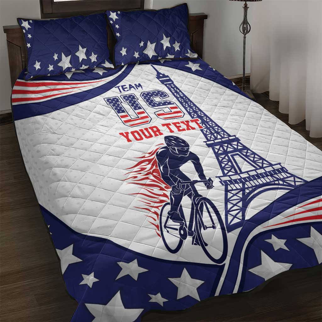 Personalized USA Cycling Quilt Bed Set One For All Summer Sport - Wonder Print Shop