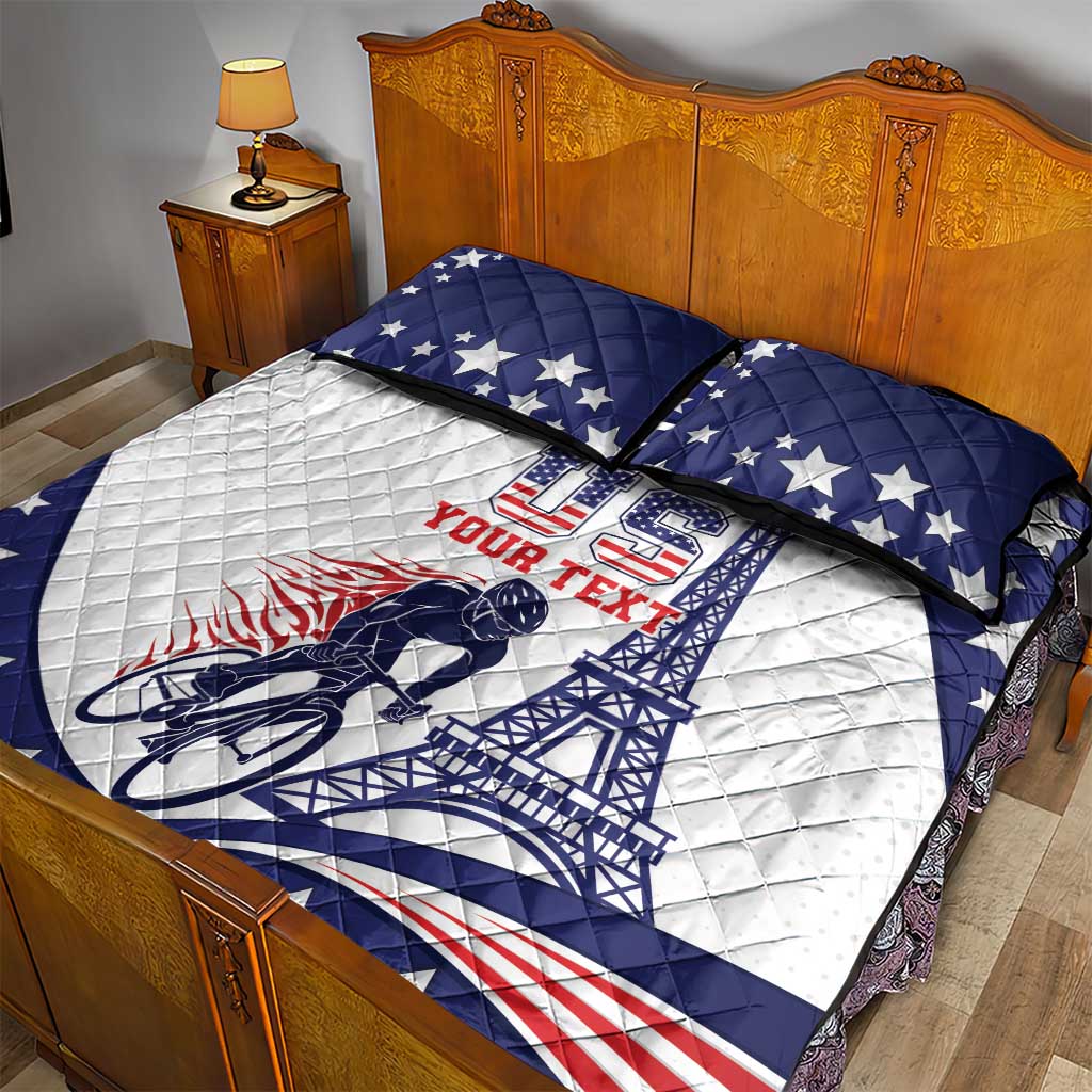 Personalized USA Cycling Quilt Bed Set One For All Summer Sport - Wonder Print Shop