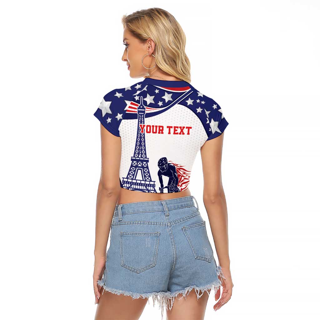 Personalized USA Cycling Raglan Cropped T Shirt One For All Summer Sport - Wonder Print Shop