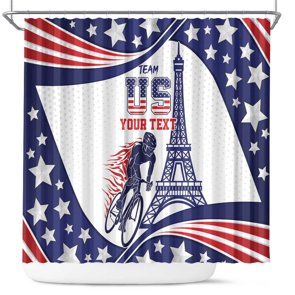 Personalized USA Cycling Shower Curtain One For All Summer Sport