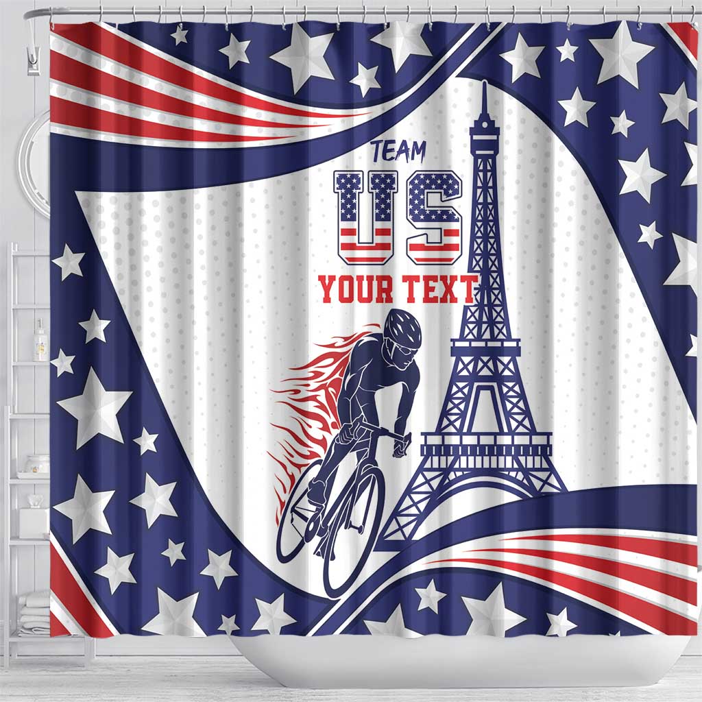 Personalized USA Cycling Shower Curtain One For All Summer Sport