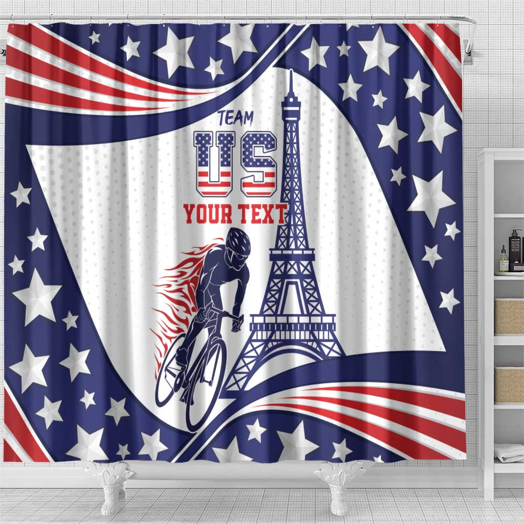 Personalized USA Cycling Shower Curtain One For All Summer Sport