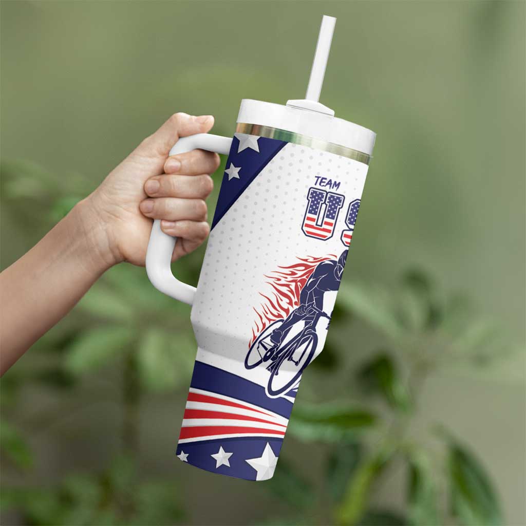 Personalized USA Cycling Tumbler With Handle One For All Summer Sport - Wonder Print Shop