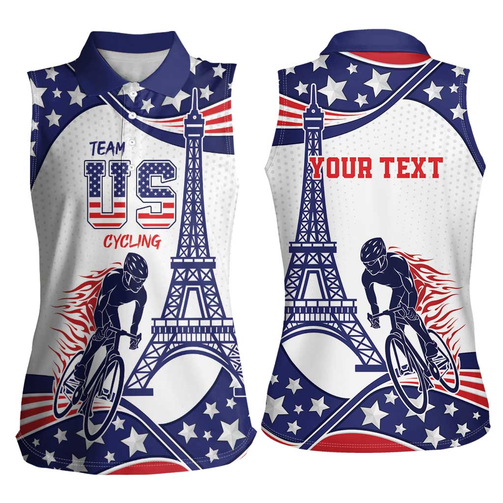 Personalized USA Cycling Women Sleeveless Polo Shirt One For All Summer Sport - Wonder Print Shop