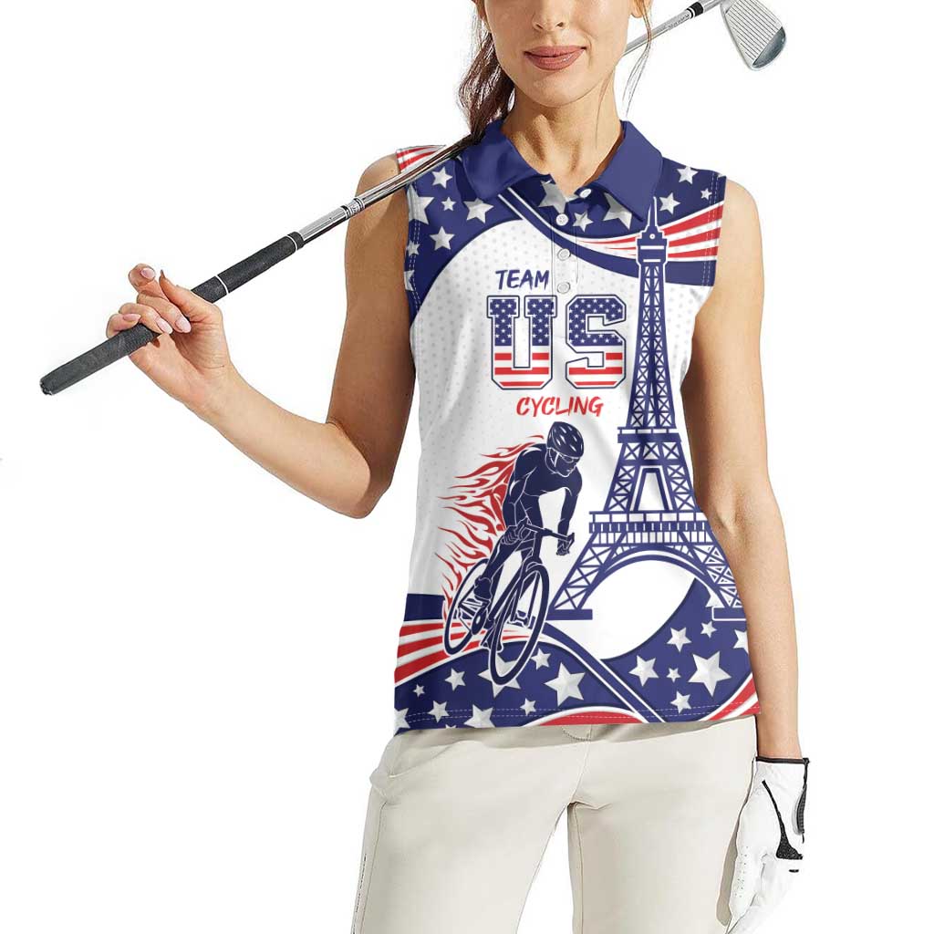Personalized USA Cycling Women Sleeveless Polo Shirt One For All Summer Sport - Wonder Print Shop