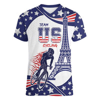 Personalized USA Cycling Women V-Neck T-Shirt One For All Summer Sport - Wonder Print Shop