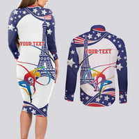 Personalized USA Gymnastics Couples Matching Long Sleeve Bodycon Dress and Long Sleeve Button Shirt One For All Summer Sport LT9 - Wonder Print Shop