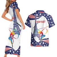 Personalized USA Gymnastics Couples Matching Short Sleeve Bodycon Dress and Hawaiian Shirt One For All Summer Sport LT9 - Wonder Print Shop