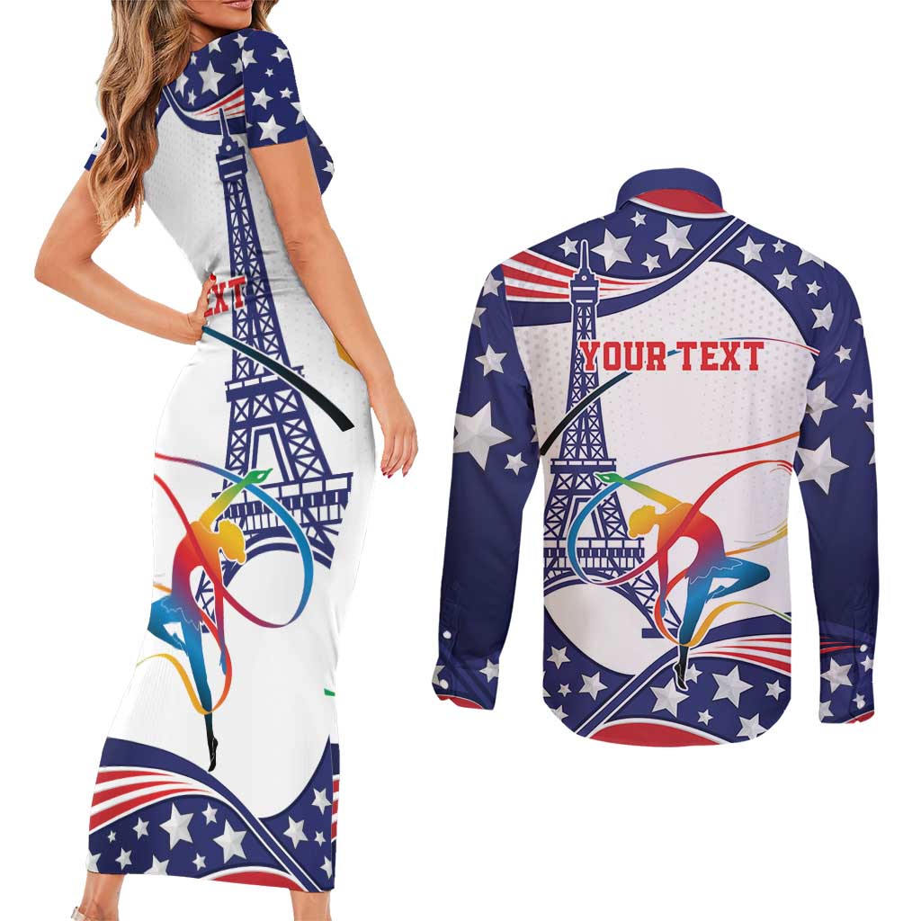 Personalized USA Gymnastics Couples Matching Short Sleeve Bodycon Dress and Long Sleeve Button Shirt One For All Summer Sport LT9 - Wonder Print Shop