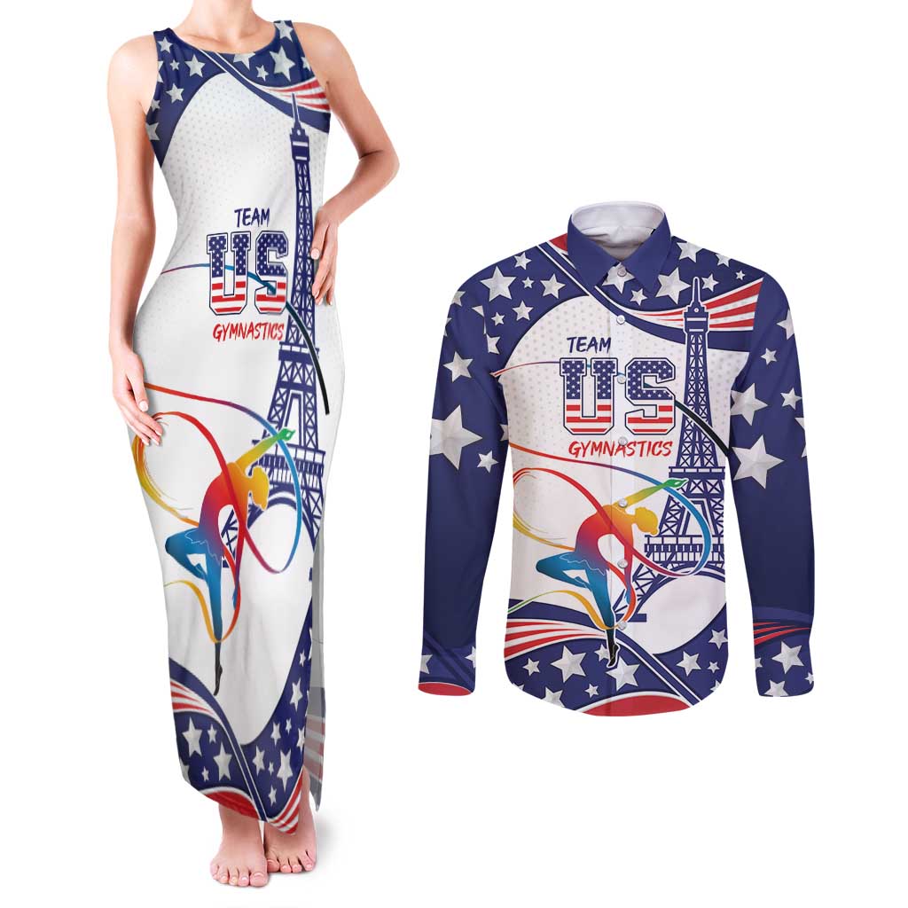 Personalized USA Gymnastics Couples Matching Tank Maxi Dress and Long Sleeve Button Shirt One For All Summer Sport LT9 - Wonder Print Shop