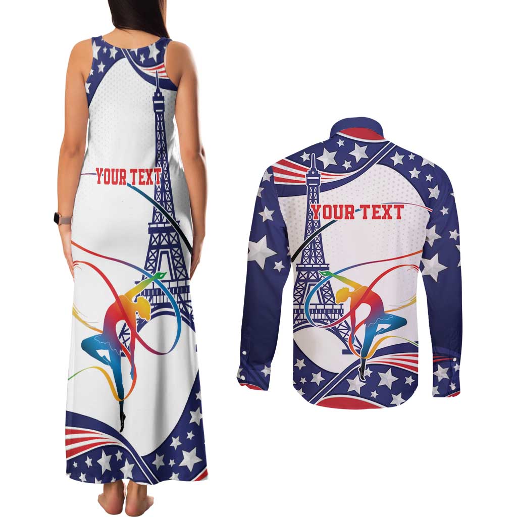 Personalized USA Gymnastics Couples Matching Tank Maxi Dress and Long Sleeve Button Shirt One For All Summer Sport LT9 - Wonder Print Shop