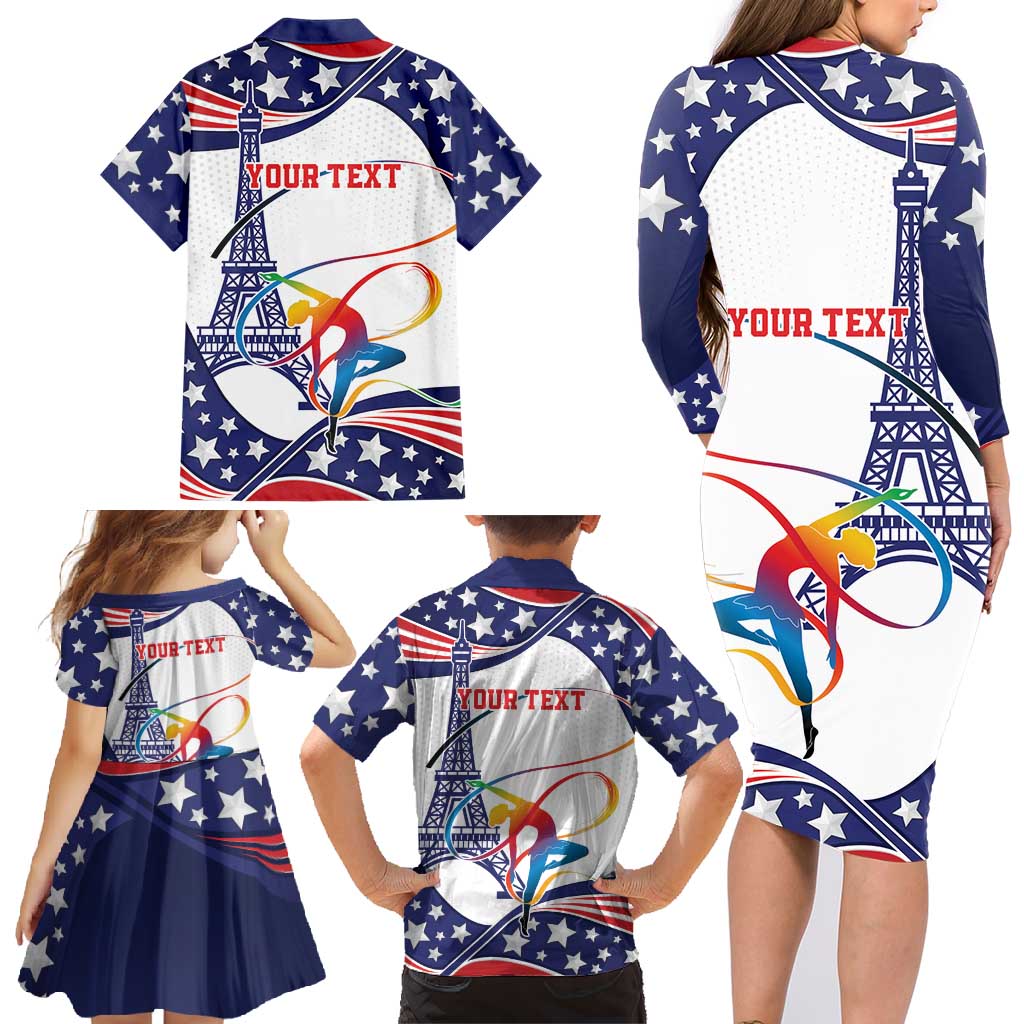Personalized USA Gymnastics Family Matching Long Sleeve Bodycon Dress and Hawaiian Shirt One For All Summer Sport LT9 - Wonder Print Shop