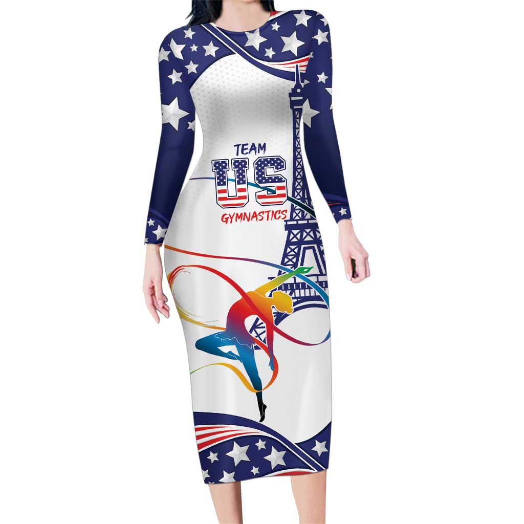 Personalized USA Gymnastics Family Matching Long Sleeve Bodycon Dress and Hawaiian Shirt One For All Summer Sport LT9 - Wonder Print Shop