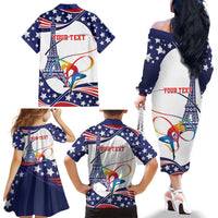 Personalized USA Gymnastics Family Matching Off The Shoulder Long Sleeve Dress and Hawaiian Shirt One For All Summer Sport - Wonder Print Shop