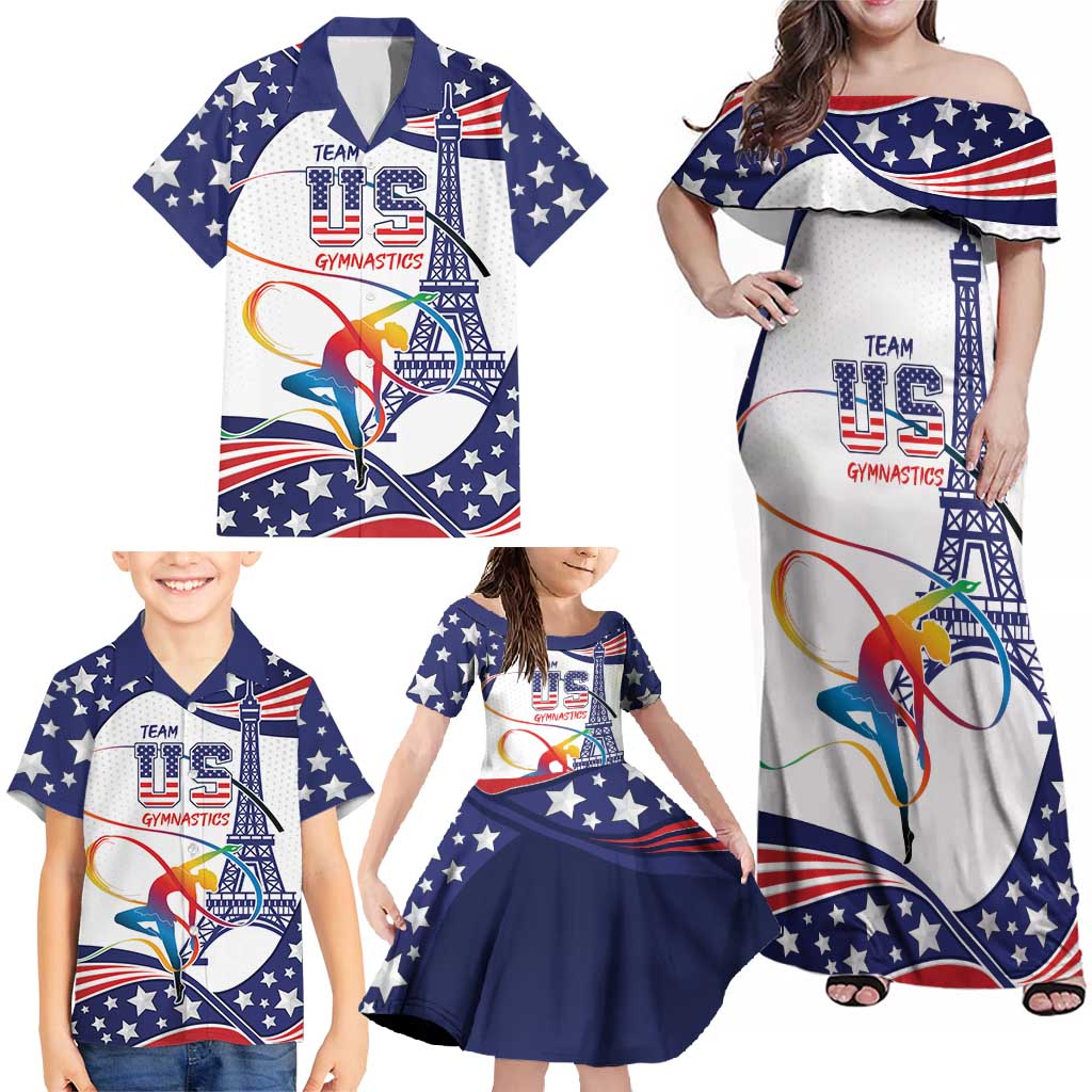 Personalized USA Gymnastics Family Matching Off Shoulder Maxi Dress and Hawaiian Shirt One For All Summer Sport LT9 - Wonder Print Shop