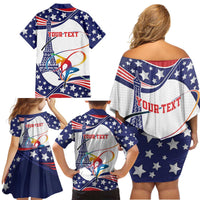 Personalized USA Gymnastics Family Matching Off Shoulder Short Dress and Hawaiian Shirt One For All Summer Sport LT9 - Wonder Print Shop