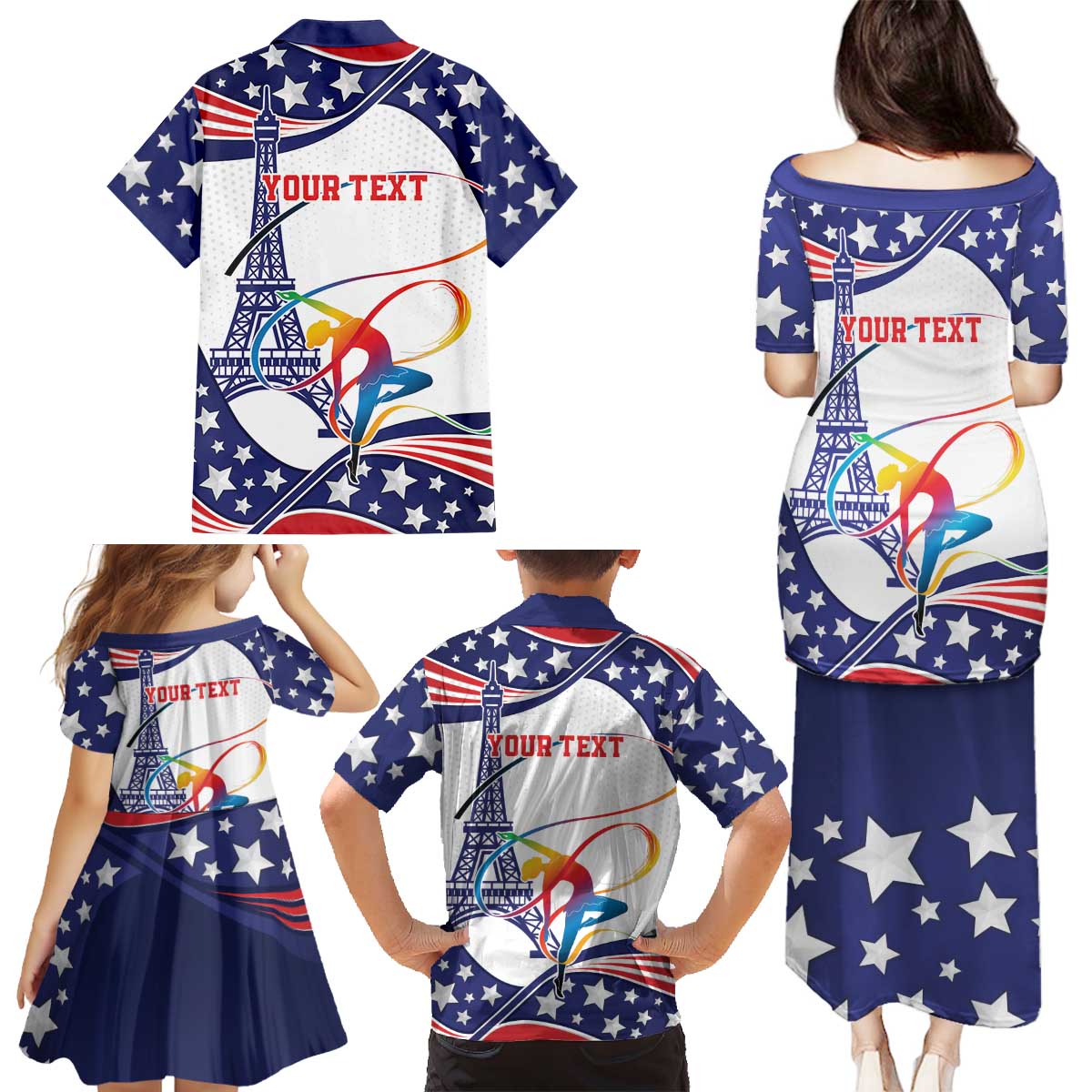 Personalized USA Gymnastics Family Matching Puletasi and Hawaiian Shirt One For All Summer Sport - Wonder Print Shop