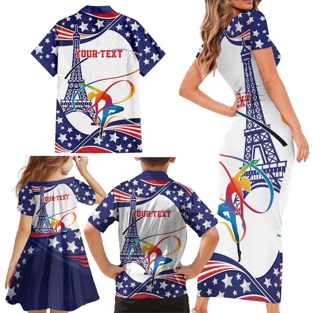 Personalized USA Gymnastics Family Matching Short Sleeve Bodycon Dress and Hawaiian Shirt One For All Summer Sport - Wonder Print Shop