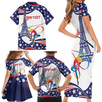 Personalized USA Gymnastics Family Matching Short Sleeve Bodycon Dress and Hawaiian Shirt One For All Summer Sport - Wonder Print Shop
