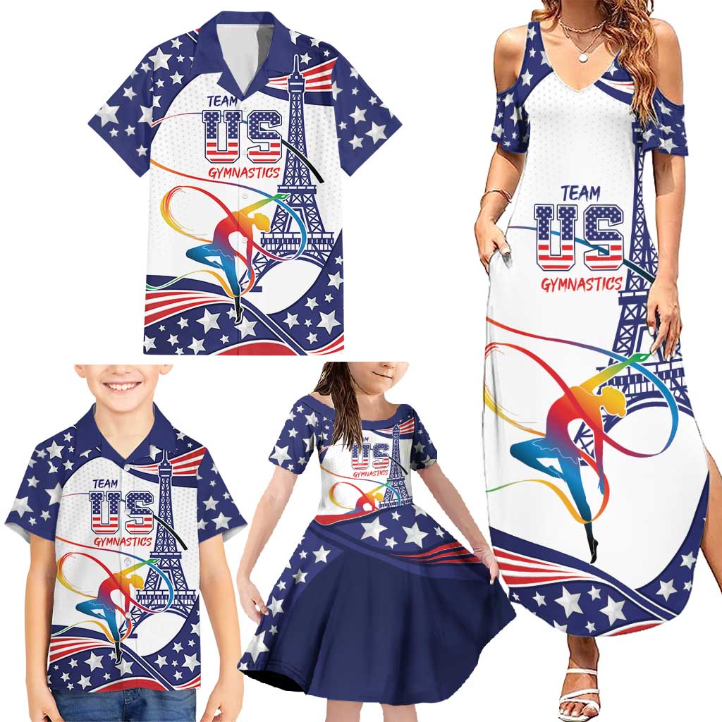Personalized USA Gymnastics Family Matching Summer Maxi Dress and Hawaiian Shirt One For All Summer Sport - Wonder Print Shop